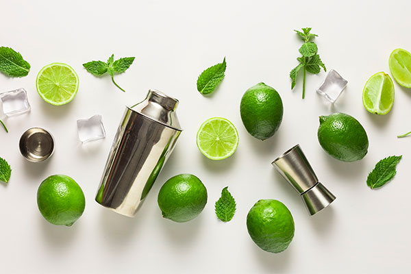 mint and lime cocktail display