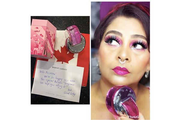 Rozeena K created a signature beauty look based on her Bvlgari Omnia fragrance win