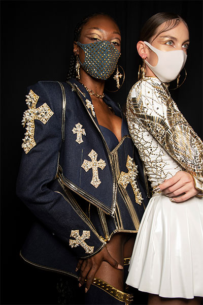 face masks at The Blonds fashion show