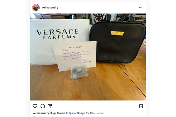 Velma S won this Versace Beauty case on Scent Lodge Instagram