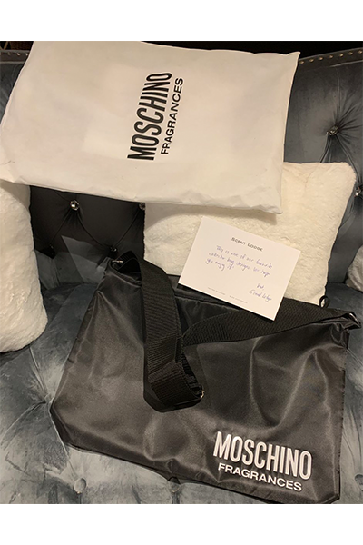 Sandria won this beautiful Moschino fragrances messenger bag